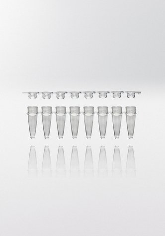 Nerbe Plus PCR microcentrifuge tube PP, 0,2ml, enclosed 8-capstrip flat & transparent (1 sample)