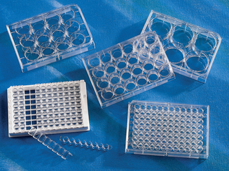 Corning® 96-well (1 x 8 Stripwell™) Clear Flat Bottom Polystyrene TC-treated Microplates, Individually Wrapped, with Lid, Sterile