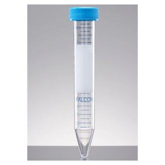 Falcon® 15 mL High Clarity PP Centrifuge Tube, Conical Bottom, with Dome Seal Screw Cap, Sterile, 50/Bag, 500/Case