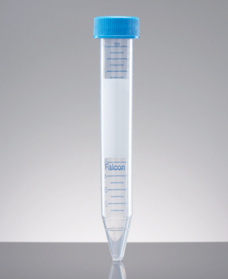 Falcon® 15 mL High Clarity PP Centrifuge Tube, Conical Bottom, with Dome Seal Screw Cap, Sterile, 50/Bag, 500/Case