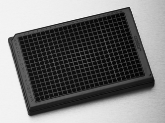 Corning® 384-well Low Flange Black Flat Bottom Polystyrene High Bind Microplate, 10 per Bag, without Lid, Nonsterile