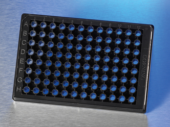 Corning® BioCoat™ Fibronectin 96-well Half Area Black/Clear Flat Bottom High Content Imaging Glass Bottom Microplates, 10/Case