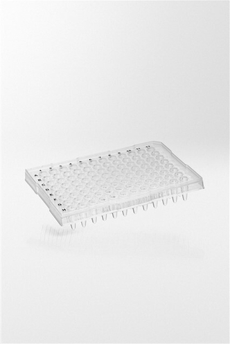 Nerbe Plus PCR-plate PP, 96x0,2ml, half-skirted, raised rim, notch at A 12, transparent (1 sample)