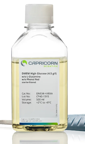 DMEM High Glucose (4.5 g/l), without L-Glutamine, without Phenol Red (500 ml)