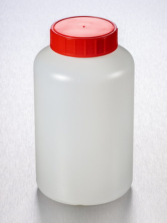 Corning® Gosselin™ Round HDPE Bottle, 1 L, 58 mm Red Cap with Wad, Assembled, Sterile, 68/Case